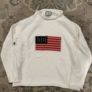 Tuckernuck American Flag Ivory Cream Knit Sweater Womens size M RL style
